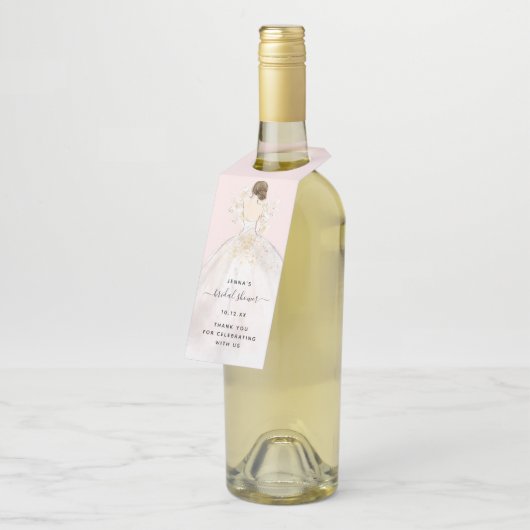 Magnolia Illustrated Bride Vrijgezellenfeest Bottl Flessenhanger (Schuin)
