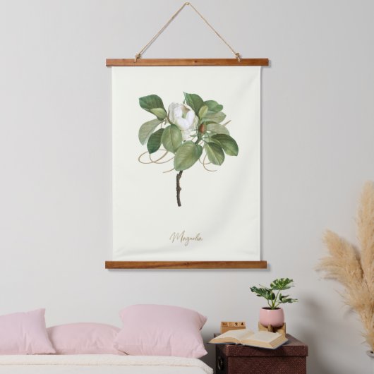 Magnolia  illustratie hangend wandkleed (Slaapkamer)