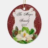 Magnolia in Pine Cone Damask Kerstversiering Keramisch Ornament (Links)