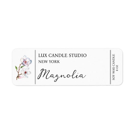 Magnolia kaarsetiket etiket (Voorkant)