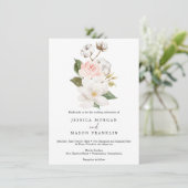 Magnolia katoen bruiloft uitnodiging (Staand voorkant)