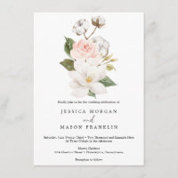 Magnolia katoen bruiloft uitnodiging