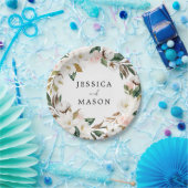 Magnolia Katoen Monogram Bruiloft Feestservies Pap Papieren Bordje (Feest)