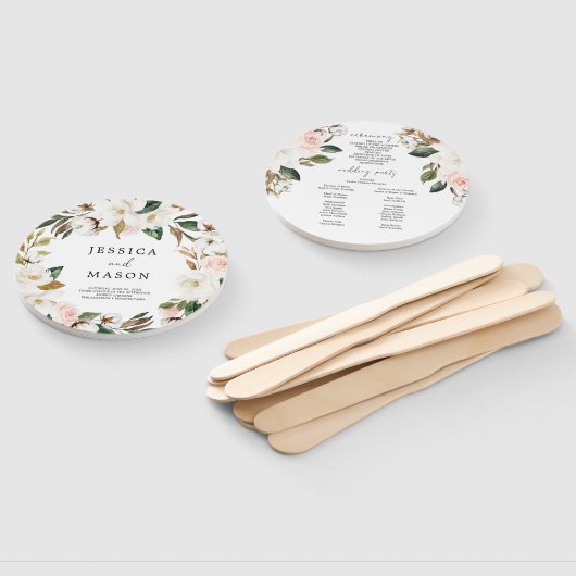 Magnolia Katoen Ronde Huwelijksprogramma Fan Handwaaier (Niet-gemonteerd)