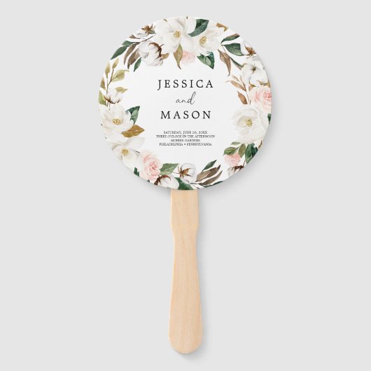 Magnolia Katoen Ronde Huwelijksprogramma Fan Handwaaier (Voorkant)