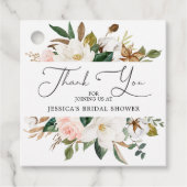 Magnolia Katoenen Bruiloft Uitnodiging Bedankbrief Bedankjes Labels (Voorkant)