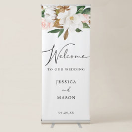 Magnolia Katoenen Bruiloft Welkomstbanner met Stan Roll-up Banner