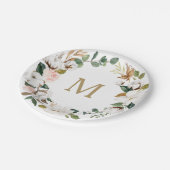 Magnolia Katoenen Monogram Papieren Borden Papieren Bordje (Gekanteld)