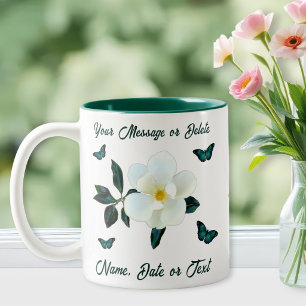 Magnolia koffiemokken, gepersonaliseerd of overzet tweekleurige koffiemok