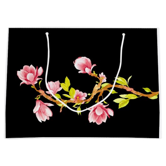 Magnolia Kussen Zwart Groot Cadeauzakje (Voorkant)