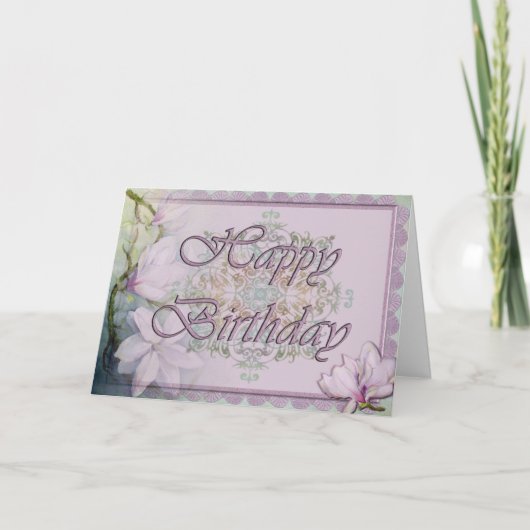 Magnolia & Lace Birthday Card Kaart (Voorkant)