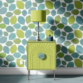 Magnolia Leaf Apple Green Teal Aqua Blue Behang