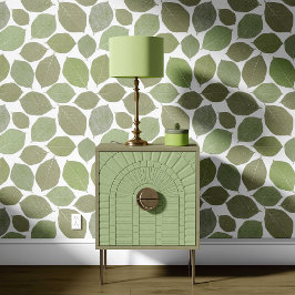 Magnolia Leaf Olive Sage Green White Behang