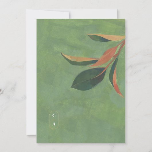 Magnolia Leaves Botanical Wedding Invitation Kaart (Achterkant)