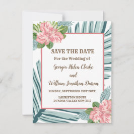 Magnolia Lelies Bruidsboeket Save The Date Kaart