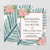 Magnolia Lelies Bruidsboeket Save The Date Kaart (Voorkant / Achterkant)