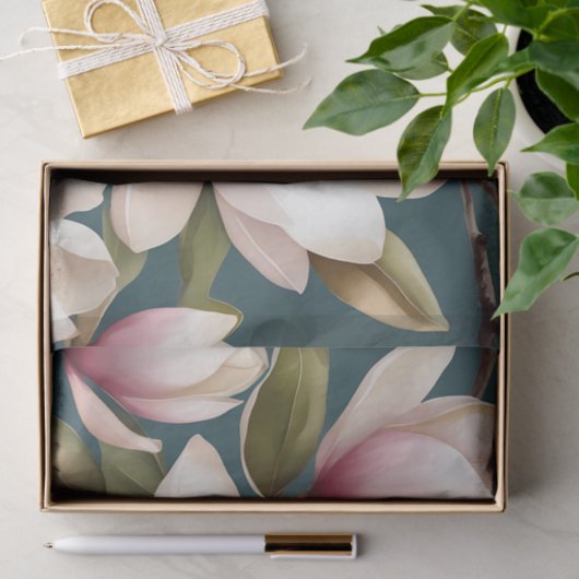 Magnolia lente bloemenpatroon tissuepapier (Geschenk)