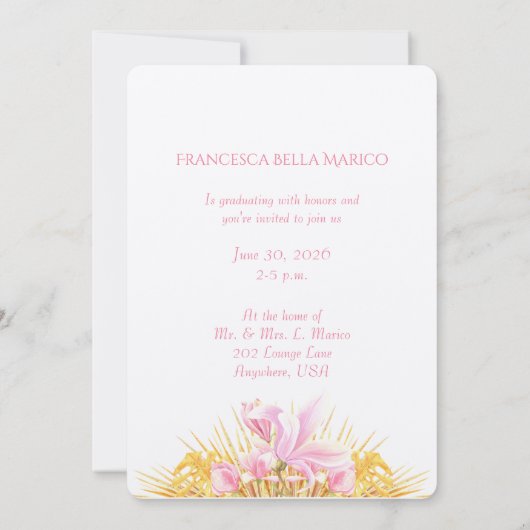 Magnolia Lijst onze dochter studeert linen af Kaart (Achterkant)