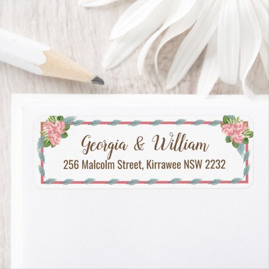 Magnolia Lilies Bouquet Return Address Label (Insitu)