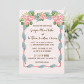 Magnolia Lilies Bouquet Wedding Invitation B (Staand voorkant)