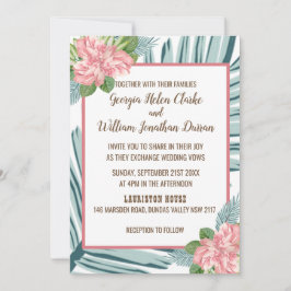 Magnolia Lilies Bouquet Wedding Invitation C