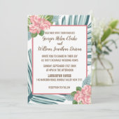 Magnolia Lilies Bouquet Wedding Invitation C (Staand voorkant)