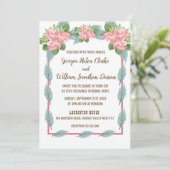 Magnolia Lilies Bouquet Wedding Invitation Kaart (Staand voorkant)
