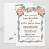 Magnolia Lilies Bouquet Wedding Invitation Kaart (Voorkant / Achterkant)
