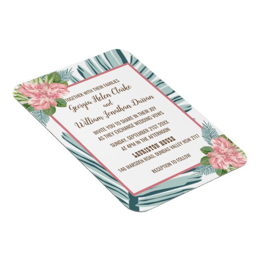 Magnolia Lilies Bouquet Wedding Magnet Card Magneet (Rechterzijde)