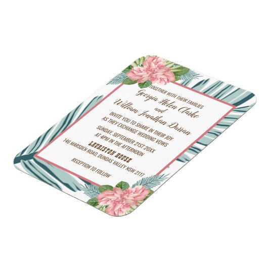 Magnolia Lilies Bouquet Wedding Magnet Card Magneet (Linkerzijde)
