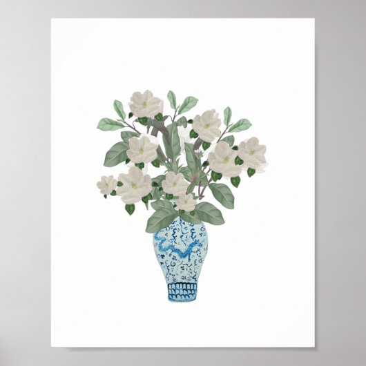 Magnolia Magnolias Dragon Blue Ginger Jars Jar Poster (Voorkant)