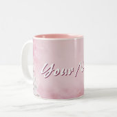 Magnolia met jouw naam tweekleurige koffiemok (Voorkant links)