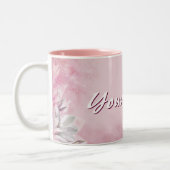 Magnolia met jouw naam tweekleurige koffiemok (Links)