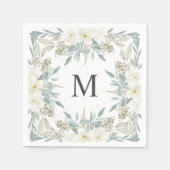 Magnolia Modern Calligraphy Monogram Wedding Servet (Voorkant)