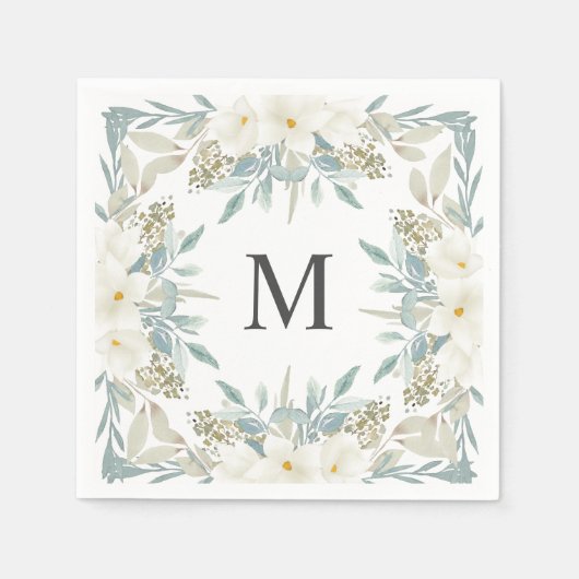 Magnolia Modern Calligraphy Monogram Wedding Servet (Voorkant)