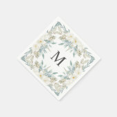 Magnolia Modern Calligraphy Monogram Wedding Servet (Hoek)
