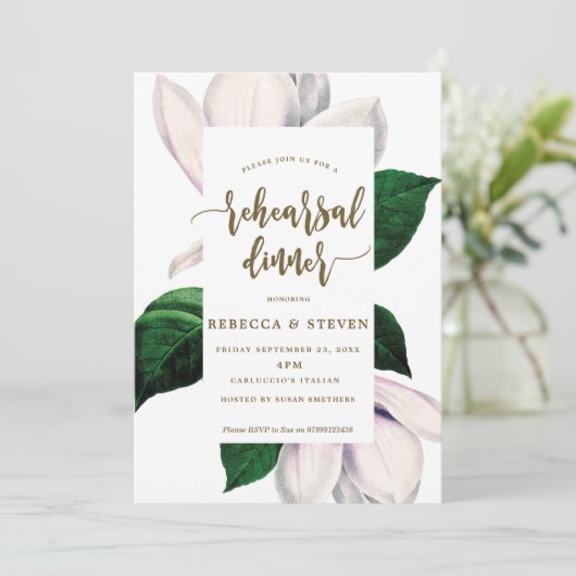 magnolia modern repetitief diner uitnodiging (Staand voorkant)