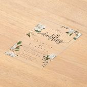 Magnolia moderne bruiloft acryl uitnodigingen (Laagn)