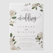 Magnolia moderne bruiloft vellum uitnodigingen (Voorkant)