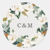 Magnolia Monogram Sticker Label (Voorkant)