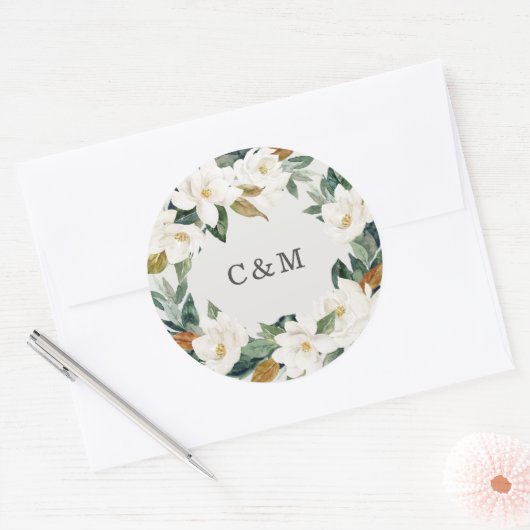 Magnolia Monogram Sticker Label (Envelop)