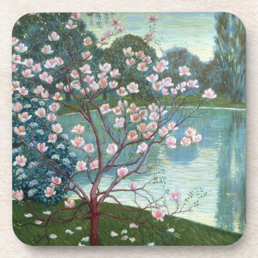 Magnolia (olie op canvas) bier onderzetter (Voorkant)