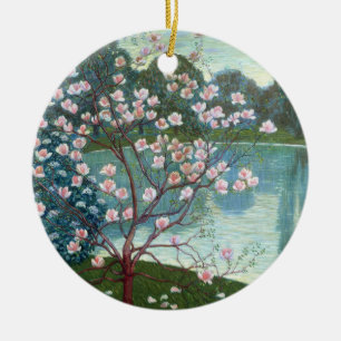 Magnolia (olie op canvas) keramisch ornament