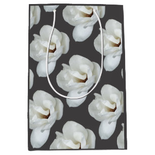 Magnolia op donkergrijs medium cadeauzakje