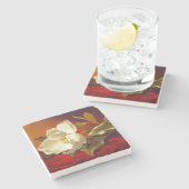 Magnolia op rode fluweel Martin Johnson Heade Stenen Onderzetter (Zijkant)