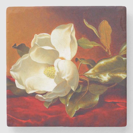 Magnolia op rode fluweel Martin Johnson Heade Stenen Onderzetter (Voorkant)