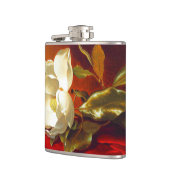 Magnolia op rood fluweel Martin Johnson hoofd Heupfles (Links)