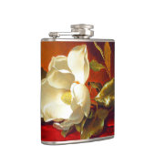 Magnolia op rood fluweel Martin Johnson hoofd Heupfles (Rechts)