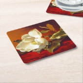 Magnolia op rood fluweel Martin Johnson hoofd Kartonnen Onderzetters (Schuin)