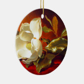 Magnolia op rood fluweel Martin Johnson hoofd Keramisch Ornament (Rechts)